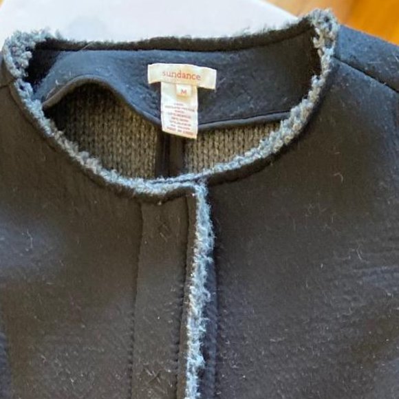 Sundance Jacket Womens Charcoal Black Sweater Back Wool Alpaca Blend, Size M - Picture 4 of 6